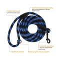 Повідець BronzeDog Active для собак, світловідбиваючий, чорно-блакитний, 183×0.6 см