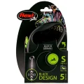 Повідець-рулетка Flexi Black Design S для собак до 12 кг, 5 м, трос, зелена