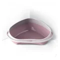 Туалет кутовий з бортиком Georplast Shuttle Corner для котів, 58×48×20.5 см, рожевий