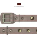 Нашийник Cristel "Ромб" для собак, зі шкіри, прошитий, з прикрасою, 25 мм / 41-50 см, коньяк