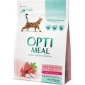 Сухий корм Optimeal для дорослих котів, з телятиною, 200+100 г