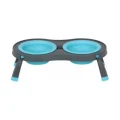 Миска Dexas Double Feeder на складаний підставці, для собак і котів, блакитна, 600 мл