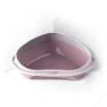 Туалет кутовий з бортиком Georplast Shuttle Corner для котів, 49×40×17.5 см, рожевий