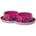 Подвійна миска Moderna Double Trendy Dinner Friends Forever для котів, яскраво-рожева, 2×350 мл, d-10 см