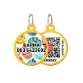 Адресник персональний WAUDOG Smart ID з QR-паспортом, з малюнком "Пампушки", діаметр 25 мм, золото