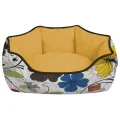 Диван Croci Cozy Flo для собак, овальний, квітковий принт, помаранчевий, 50×40×17 см