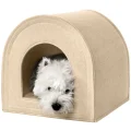 Будиночок BronzeDog для котів і собак, бежевий, 55×55×55 см