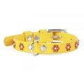 Нашийник Waudog Glamour з клейовими стразами "Квіточка", ширина 20 мм, довжина 30-39 см, жовтий