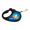 Повідець-рулетка Waudog R-leash для собак, малюнок "Прапор", M, до 25 кг, 5 м, стрічка, чорний