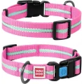 Нашийник Waudog Nylon Світлонакопичувальні, ширина 15 мм, довжина 23-35 см, рожевий