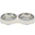 Миска подвійна Trixie, для кішок, меламін / метал, 0.2 л, 13 см, білий