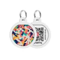 Адресник WAUDOG Smart ID з QR-паспортом, малюнок "Камо різнокольоровий", діаметр 25 мм