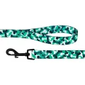 Повідець BronzeDog Urban для собак, нейлон, принт кісточки, бірюзовий, 152×2.5 см