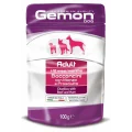 Вологий корм GEMON DOG WET Adult шматочки з яловичиною і шинкою 0,1 кг