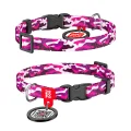 Нашийник WAUDOG Nylon з QR паспортом, малюнок "Рожевий камо" ширина 10 мм, довжина 20-30 см