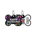 Адресник персональний WAUDOG Smart ID з QR-паспортом, малюнок "Чарівні квіти", 31 × 21 мм, чорний