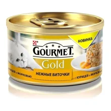 Вологий корм Purina Gourmet Gold Ніжні биточки для котів, з куркою і морквою, 85 г