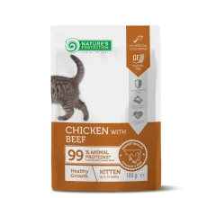 Вологий корм Nature's Protection Healthy Growth Kitten, для кошенят з куркою та яловичиною для підтримки здорового росту, 100 г