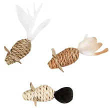 Іграшка Flamingo Mice Seaweed Nature мишка для котів, мотузкова плетені, 2.5х5 см, 3 од