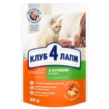 Вологий корм Клуб 4 Лапи For Kittens Premium для кошенят, з куркою в соусі, 80 г