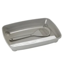 Туалет Moderna Arist-O-Tray для кошенят з лопаткою і пакетами, сірий, 27,9 х 35 х 6,2 см