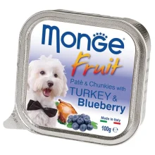 Вологий корм MONGE DOG FRUIT з індичкою і чорницею, 100 г