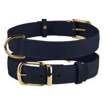 Нашийник BronzeDog Crazy, для собак, шкіряний, темно-синій, 19-25×1 см