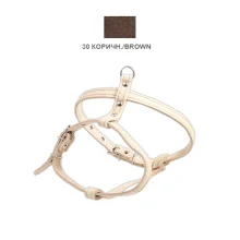 Шлея Cristel для собак, шкіра зеніт, "пікінес", 14 мм / 30-40 см / 38-48 см, коричневий