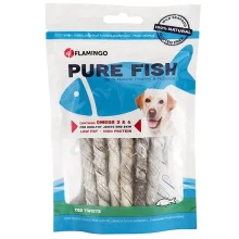 Ласощі Flamingo Fish Snack Natural Cod Skin Twist для собак, трубочки зі шкіри тріски, 85 г