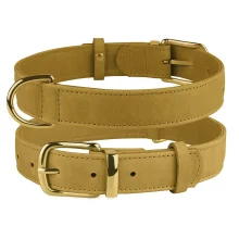 Нашийник BronzeDog Crazy, для собак, шкіряний, гірчичний, 30-39×2 см