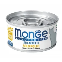 Вологий корм MONGE CAT MONOPROTEIN м'ясні пластівці курка, 80 г