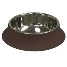 Миска Croci Silicon для котів і собак, нержавіюча / силікон, коричнева, 520 мл, 14 см