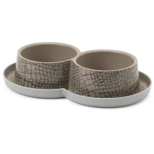 Подвійна миска Moderna Double Trendy Dinner WildLife для котів і собак, бежева, 2×350 мл, d-10 см