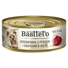 Вологий корм Bastteto для собак, з яловичиною, рубцем та овочами, 85 г