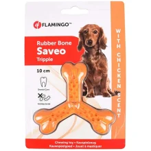 Іграшка Flamingo Rubber Flexo Saveo Triple Bone Chicken, смак курки, для собак, 10 × 8.5 см