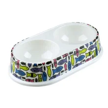 Миска Tetrapet для котів, меламінова подвійна, 0.25 л, 26.5×15×5.5 см