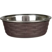 Миска Trixie для собак, металева з пластиковим покриттям, коричнева, 1,7 л / 21 см