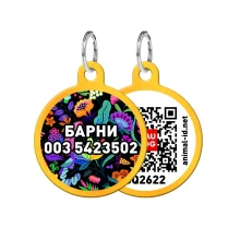 Адресник персональний WAUDOG Smart ID з QR-паспортом, з малюнком "Квіти", діаметр 30 мм, золото