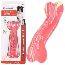 Іграшка жувальна Flamingo Rubber Saveo Curved Bone Beef, смак яловичини, для собак, 13 × 4 см