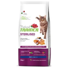 Корм Trainer Natural Super Premium для дорослих стерилізованих кішок від 1 року, з лососем і горохом, 10 кг