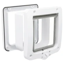 Дверцята Trixie 4-Way Flap Door with Tunnel для котів, з додатковими елементами, білі, 20×22 см