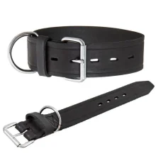 Нашийник Flamingo Rondo Collar для собак, натуральна шкіра, чорний, 5×75 см