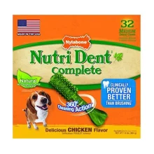 Ласощі Nylabone Nutri Dent Chicken Medium для чищення зубів для собак, смак курки, 32 шт, ціна за 1 шт