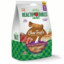 Ласощі Nylabone Healthy Edibles Roast Beef & Chicken для собак, смак яловичини і курки, 12 шт, ціна за 1 шт