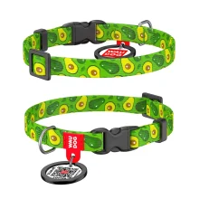 Нашийник WAUDOG Nylon з QR паспортом, малюнок "Авокадо" ширина 10 мм, довжина 20-30 см