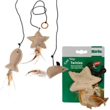 Іграшка Flamingo Twinies With Feather для котів з котячою м'ятою, бежевий текстиль, 10 см