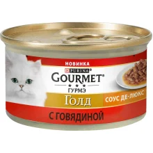Вологий корм Purina Gourmet Gold Соус для котів, з яловичиною, шматочки в соусі, 85 г