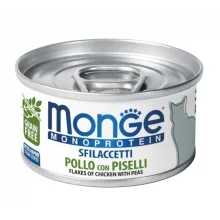 Вологий корм MONGE CAT MONOPROTEIN м'ясні пластівці курка з горошком, 80 г