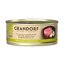 Консерви Grandorf Tuna Fillet&Crab Fillet для котів, філе тунця з м'ясом краба, 70 г