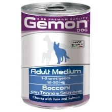 Вологий корм GEMON DOG WET Medium Adult шматочки з тунцем і лососем 0,415 кг